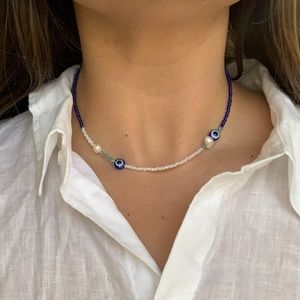 Evil Eye Pearl Necklace